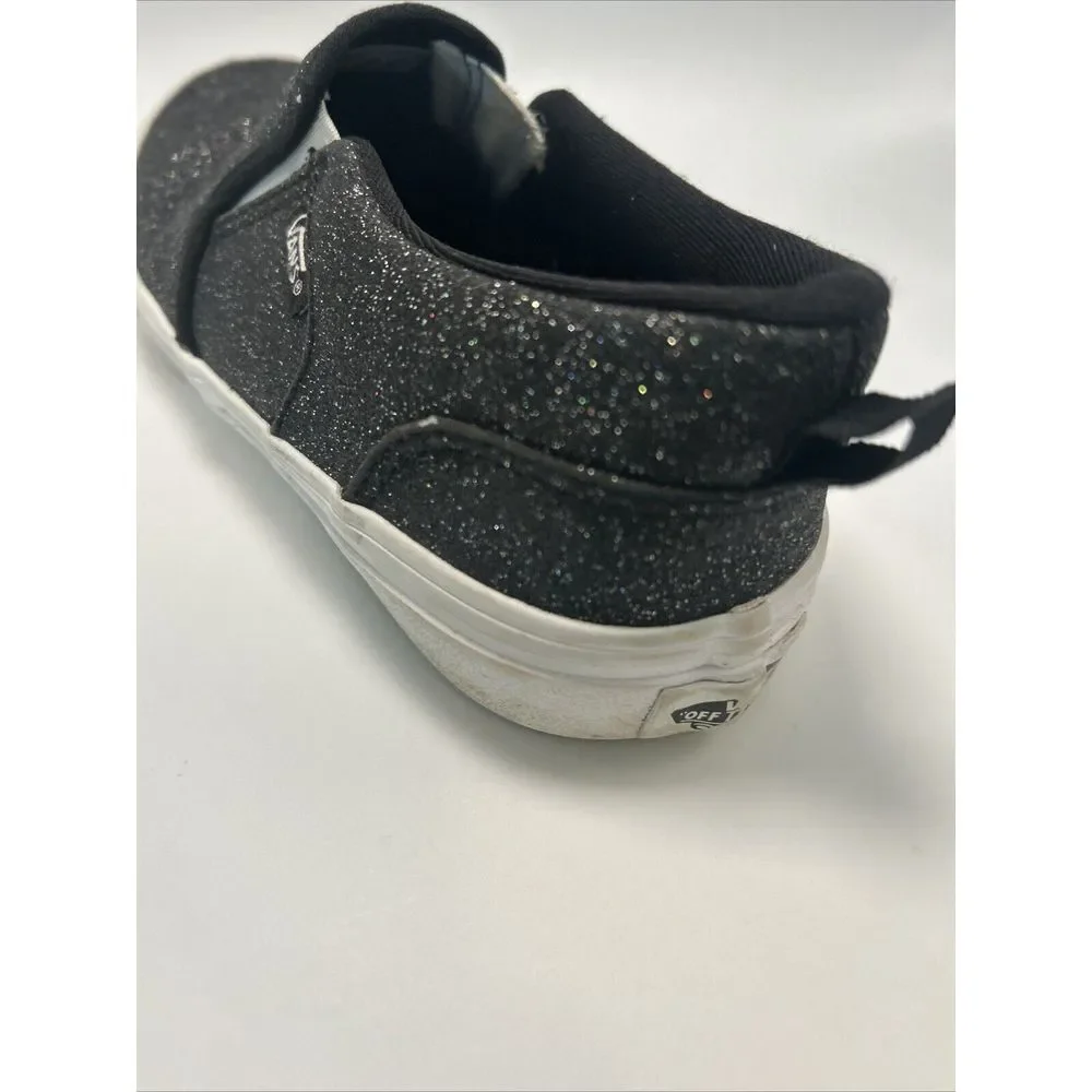 Vans Off The Wall Glitter Girl's Size 5 Slip On Shoes Black